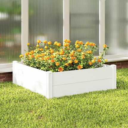 Raised Garden Bed, White Vinyl, 197 x 54 x 33 cm, Easy DIY Assembly