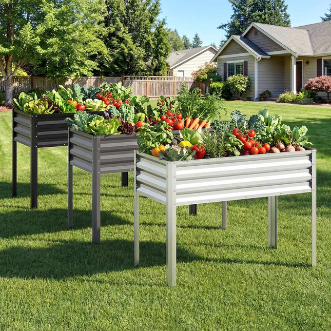 Raised Garden Bed With Legs, Metal Planter 44x22x32