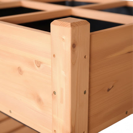 Raised Garden Bed With Shelves, Fir Wood, 8-Compartment