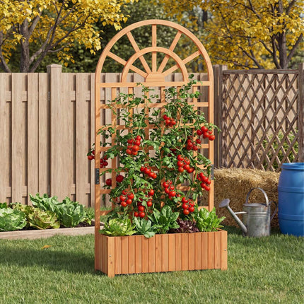 Raised Garden Bed With Trellis, 71 Inch Fir Wood