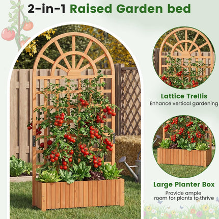 Raised Garden Bed With Trellis, 71 Inch Fir Wood