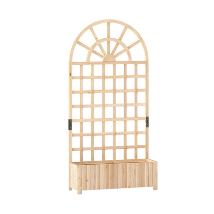 Raised Garden Bed With Trellis, 71 in Fir Wood Planter