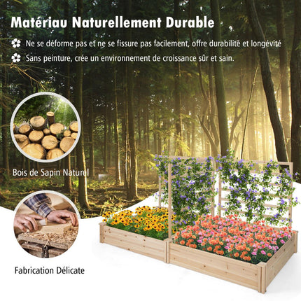 Raised Garden Bed With Trellis, Fir Wood, 222x114x110 cm