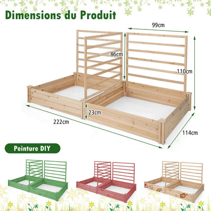 Raised Garden Bed With Trellis, Fir Wood, 222x114x110 cm