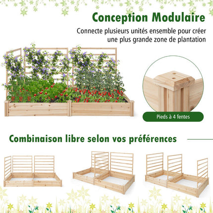 Raised Garden Bed With Trellis, Fir Wood, 222x114x110 cm