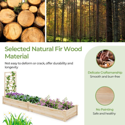 Raised Garden Bed With Trellis, Fir Wood, 235x63x102cm