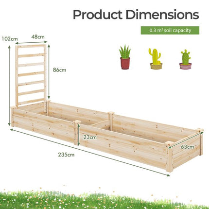 Raised Garden Bed With Trellis, Fir Wood, 235x63x102cm