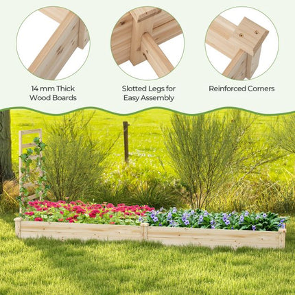 Raised Garden Bed With Trellis, Fir Wood, 235x63x102cm
