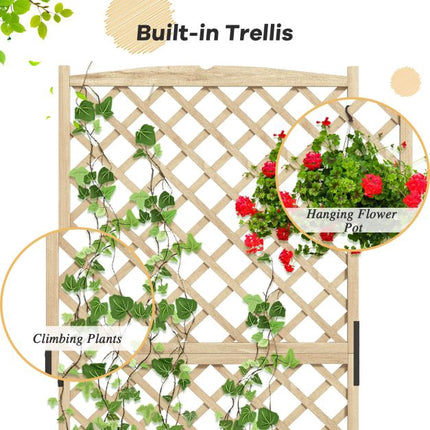 Raised Garden Bed With Trellis, Fir Wood, 90x44.5x180cm