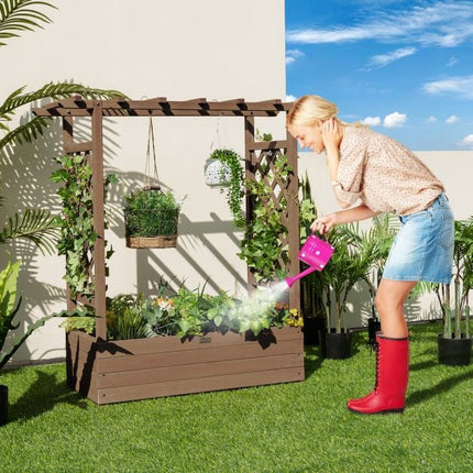 Raised Garden Bed With Trellis and Hanging Roof, Fir Wood