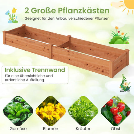 Raised Garden Bed, Wood, 240x60x25 cm, Open Bottom