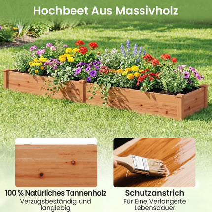 Raised Garden Bed, Wood, 240x60x25 cm, Open Bottom
