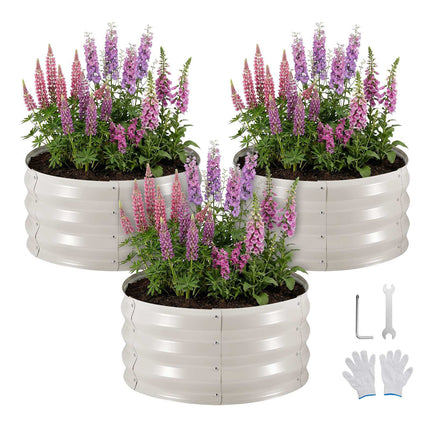 Raised Garden Beds, 3-Pack Round Galvanized 60x60x30 cm