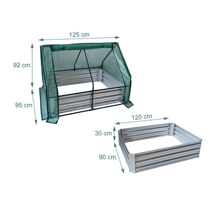 Raised Garden Bed with Greenhouse Cover, Metal