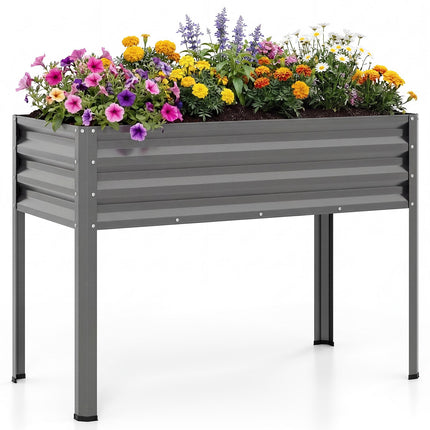 Raised Garden Bed with Legs, Metal Elevated Planter, Grey