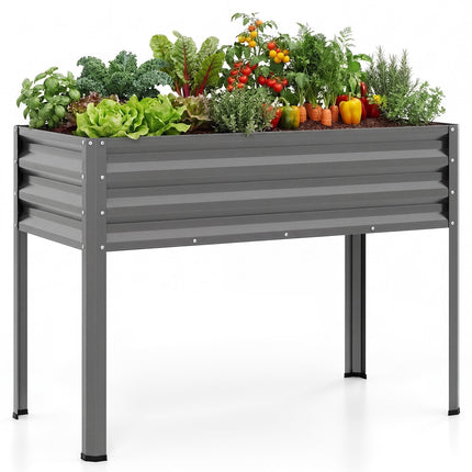 Raised Garden Bed with Legs, Metal Elevated Planter, Grey
