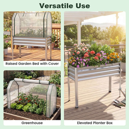 Raised Garden Bed with Legs and Greenhouse Cover, 44x22