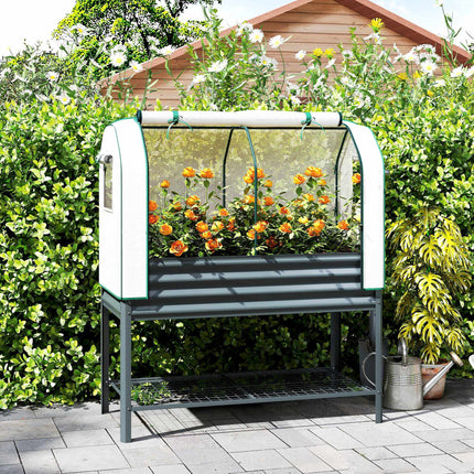 Raised Garden Bed with PE Greenhouse Cover, 120x55x140 cm