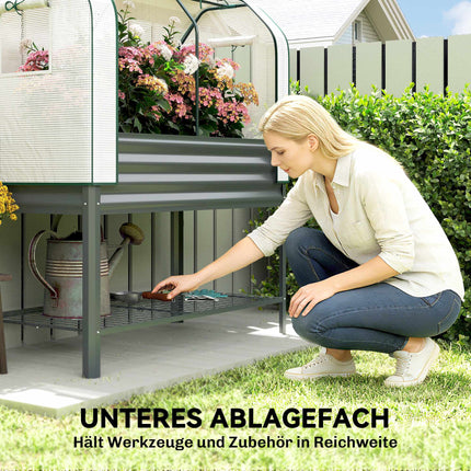Raised Garden Bed with PE Greenhouse Cover, 120x55x140 cm