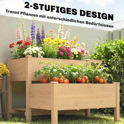 Raised Garden Bed with Shelves, 76.5 cm, Fir Wood