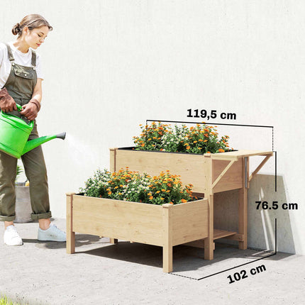 Raised Garden Bed with Shelves, 76.5 cm, Fir Wood