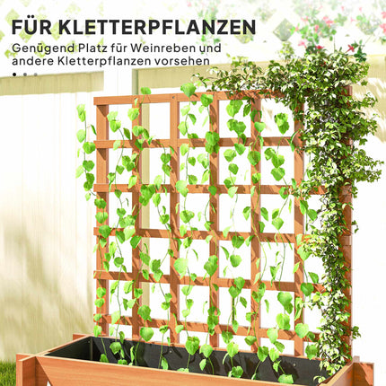 Raised Garden Bed with Trellis, 3-Tier Fir Wood, 95x95x110 cm