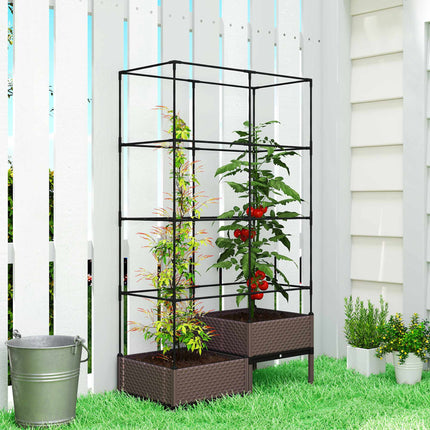 Raised Garden Bed with Trellis, Drainage, 100x50x174 cm