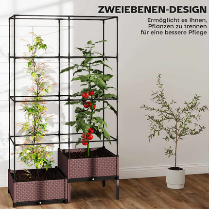Raised Garden Bed with Trellis, Drainage, 100x50x174 cm