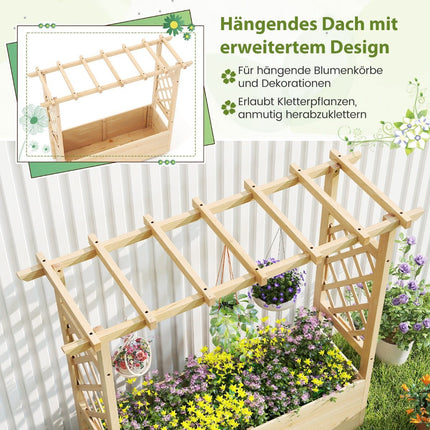 Raised Garden Bed with Trellis & Drainage, 115x40x103 cm