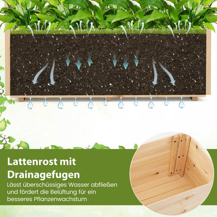 Raised Garden Bed with Trellis & Drainage, 115x40x103 cm