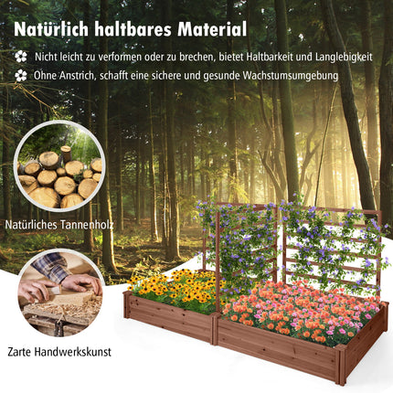 Raised Garden Bed with Trellis, Fir Wood, 222x114x110 cm