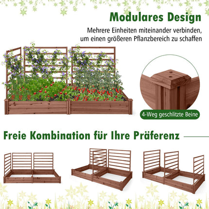 Raised Garden Bed with Trellis, Fir Wood, 222x114x110 cm