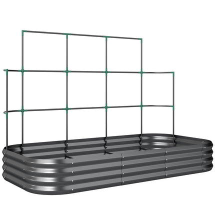 Raised Garden Bed with Trellis, Galvanized Metal, 220x110x150 cm