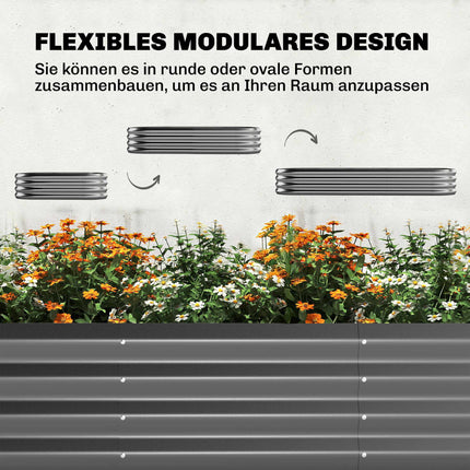 Raised Garden Bed with Trellis, Galvanized Metal, 220x110x150 cm