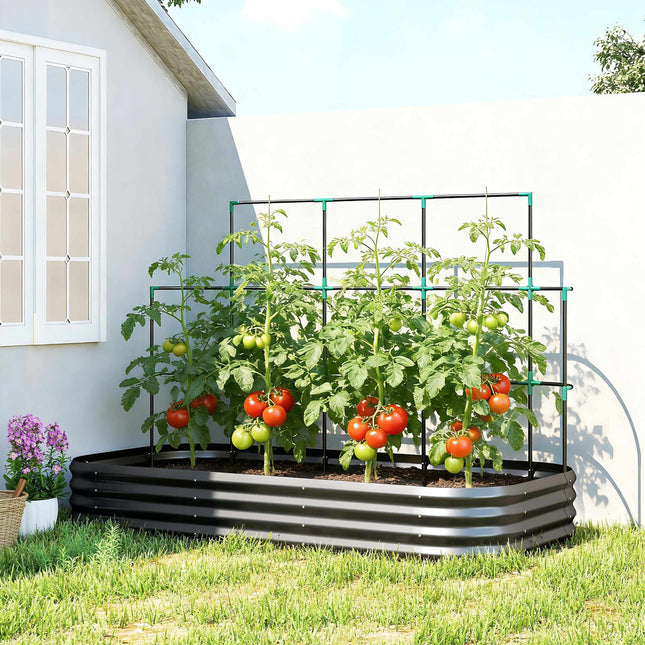 Raised Garden Bed with Trellis, Galvanized Metal, 220x110x150 cm