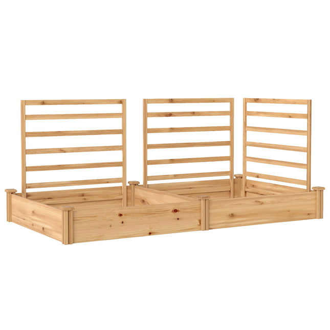 Raised Garden Bed with Trellis, Natural Wood, 240x125x102 cm