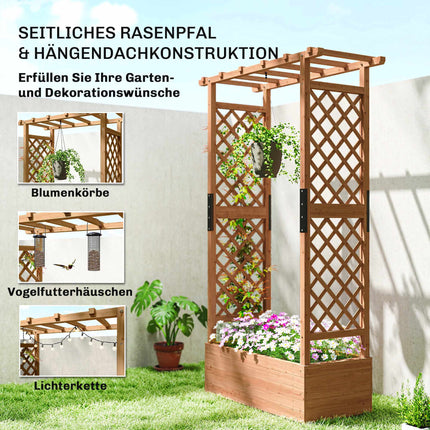 Raised Garden Bed with Trellis & Roof, 110x44x181 cm Wood