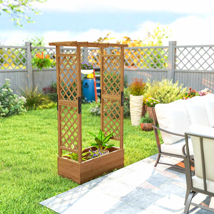 Raised Garden Bed with Trellis & Roof, 110x44x181 cm Wood