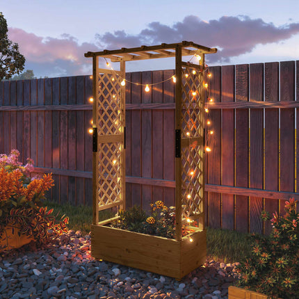 Raised Garden Bed with Trellis & Roof, 110x44x181 cm Wood