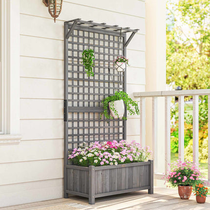 Raised Garden Bed with Trellis & Roof, Weatherproof Wood