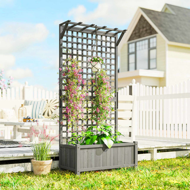 Raised Garden Bed with Trellis & Roof, Weatherproof Wood