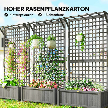 Raised Garden Bed with Trellis & Roof, Weatherproof Wood