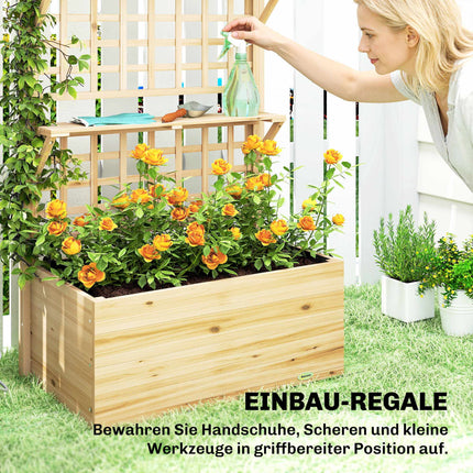 Raised Garden Bed with Trellis & Roof, Wood Planter Box
