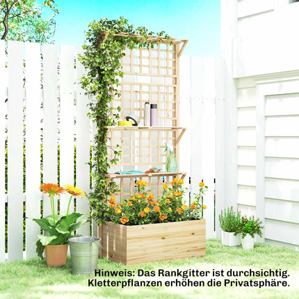 Raised Garden Bed with Trellis & Roof, Wood Planter Box