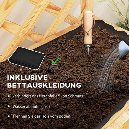 Raised Garden Bed with Trellis, Shelves, Drainage, 76x33x177 cm