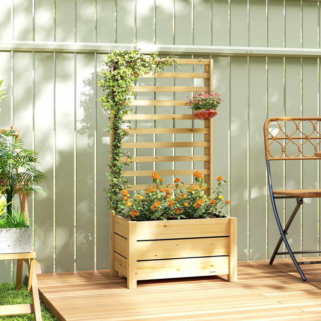Raised Garden Bed with Trellis, Wood, 60x39x120 cm