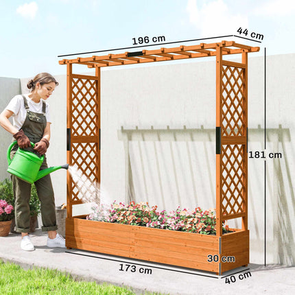 Raised Garden Bed with Trellis and Roof, 196x44x181 cm, Wood