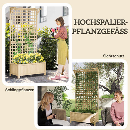 Raised Garden Bed with Trellis and Roof, Wood, 90x45x183 cm