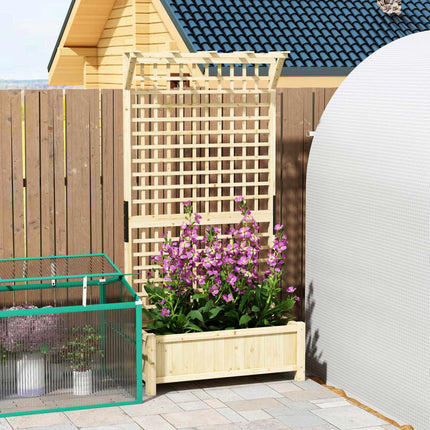 Raised Garden Bed with Trellis and Roof, Wood, 90x45x183 cm