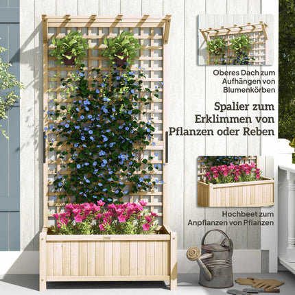 Raised Garden Bed with Trellis and Roof, Wood, 90x45x183 cm